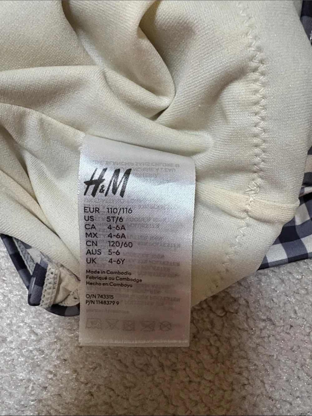 H&M Navy and White Gingham Peplum One-Piece Swimsuit